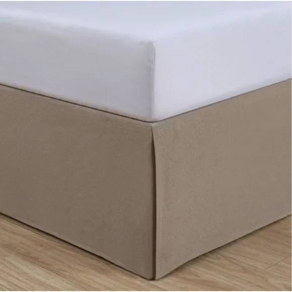 Nestwell Linen Cotton Blend Bedskirt Twin Natural Tan 15" Drop Neutrals Tailored - Picture 1 of 16